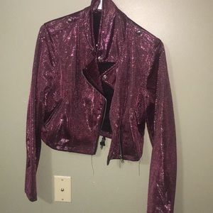 Forever 21 cropped sequin moto jacket